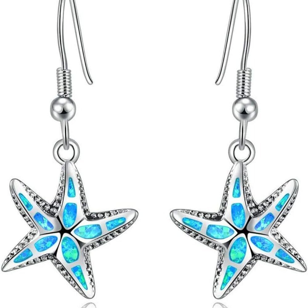 Dangle Drop Earrings for Women Girls 18K Gold Plated Opal Earrings Sea Jewelry O
